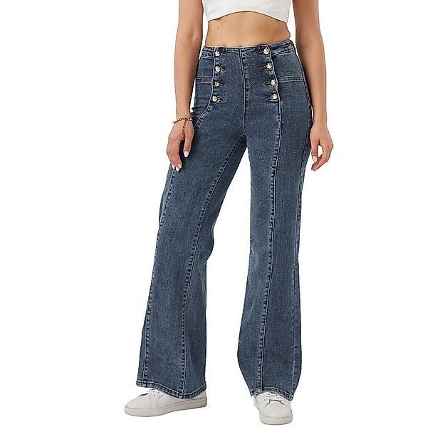 Ital-Design Bootcut-Jeans Hoch taillierte Jeans mit Buttons für Damen - Fre günstig online kaufen