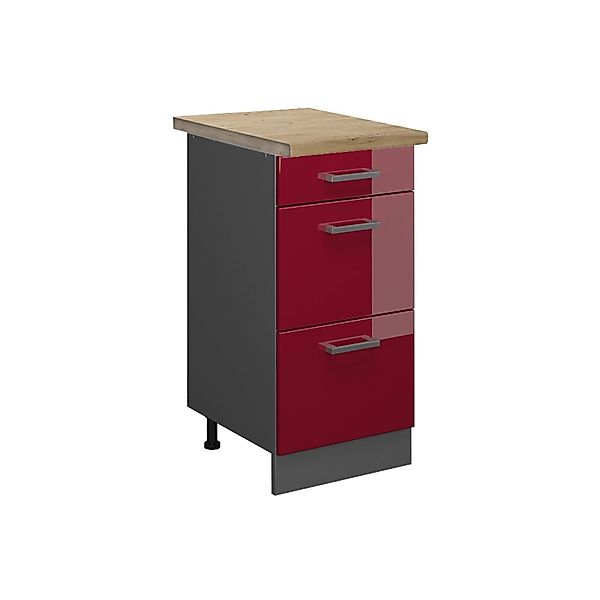 Vicco Küchenunterschrank R-Line Bordeaux Hochglanz/Anthrazit 40 cm mit Schu günstig online kaufen