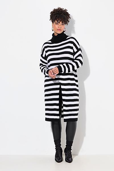 MIAMODA Strickpullover Long-Pullover A-Linie Ringel Saumschlitz günstig online kaufen