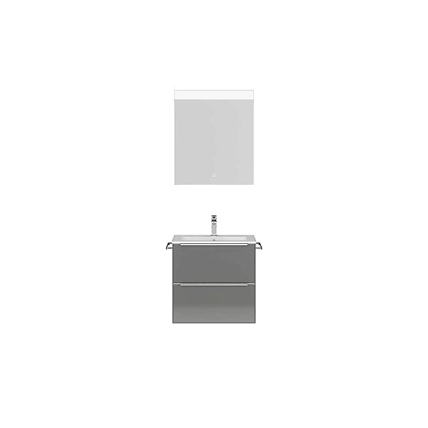 Badmöbel Waschplatz Set mit 61cm Waschtisch, Spiegel und LED Beleuchtung, G günstig online kaufen