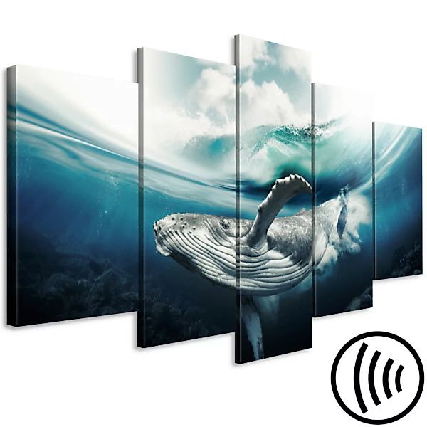 Wandbild Mighty Whale (5 Parts) Wide Blue XXL günstig online kaufen