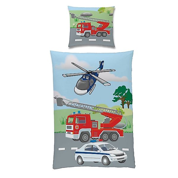 Familando Kinderbettwäsche mit Feuerwehr & Polizei günstig online kaufen