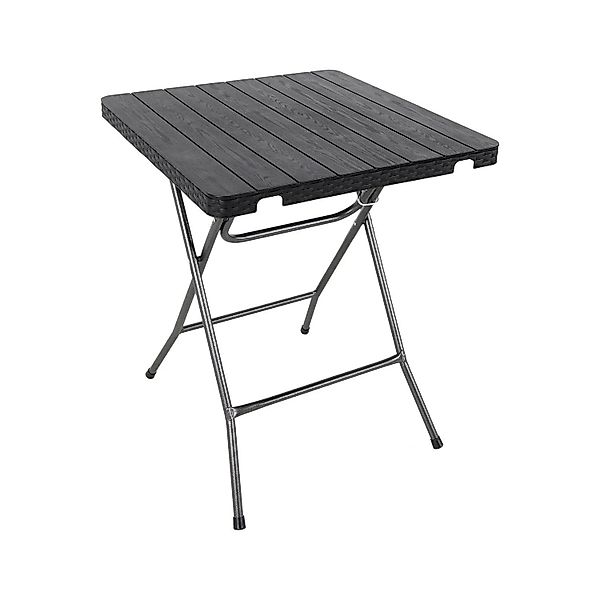 Lex Bistrotisch Gartentisch Klapptisch Kunststoff Holz-Rattan Optik Schwarz günstig online kaufen
