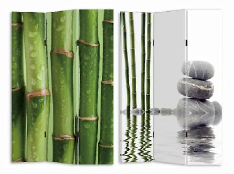 HTI-Line Paravent Bambus 2 grün/weiß günstig online kaufen