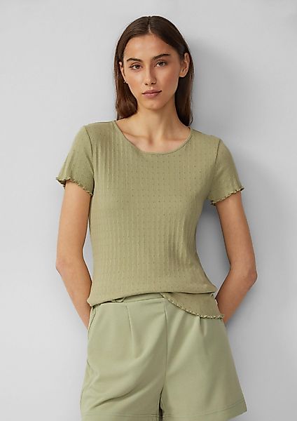 QS Kurzarmshirt T-Shirt T-Shirt mit Ajour-Muster günstig online kaufen