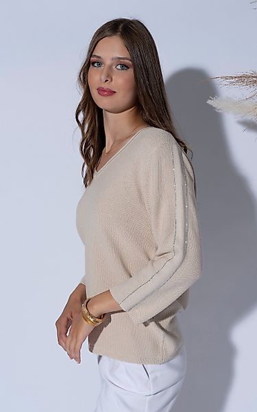 Passioni 3/4 Arm-Pullover mit Glitzerstreifen an günstig online kaufen