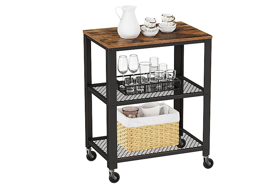 VASAGLE Servierwagen, Beistellwagen, 60 x 76,5 x 40 cm (BxHxT), 3-Ebenen günstig online kaufen