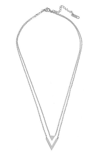 GOLDKLEIN Kette mit Anhänger Edelstahl Doppelreihig Schmuck Halskette Trian günstig online kaufen
