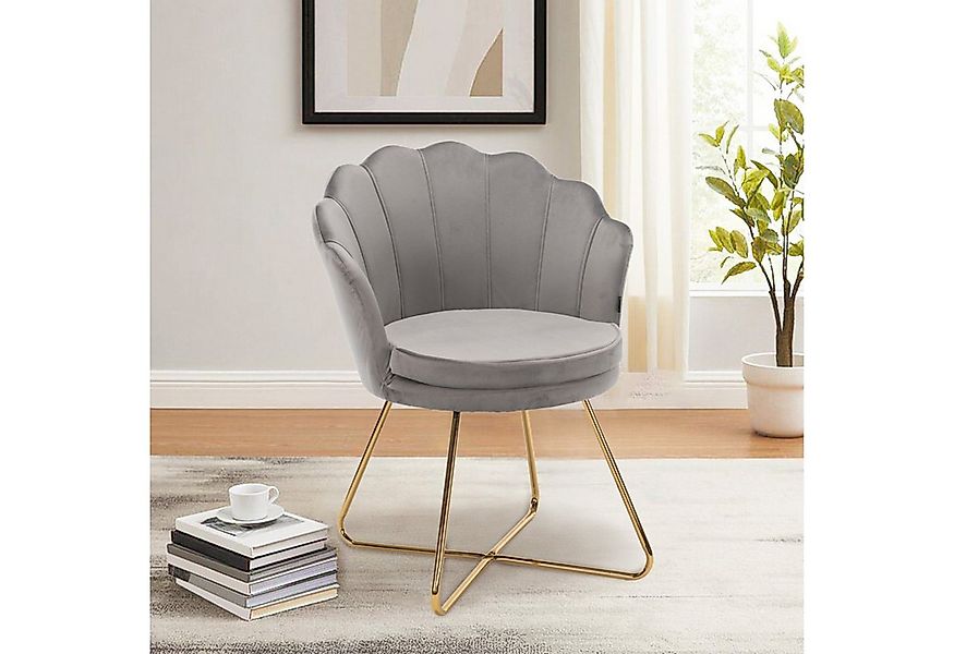 HawthyHome Polsterstuhl Polstersessel mit Blütenblatt-Rückenlehne & Goldene günstig online kaufen