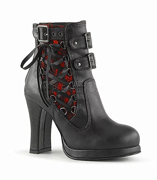 Gothic Damenstiefelette CRYPTO-51 - PU Schwarz/Rot (Schuhgröße: EUR 36) günstig online kaufen