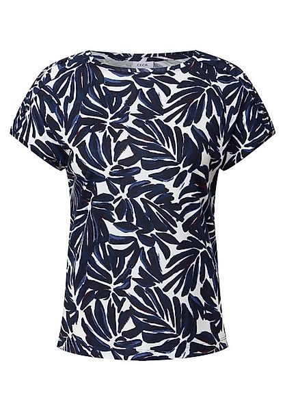 CECIL T-Shirt TOS Medium AOP Cold Shoulder urban dark blue günstig online kaufen