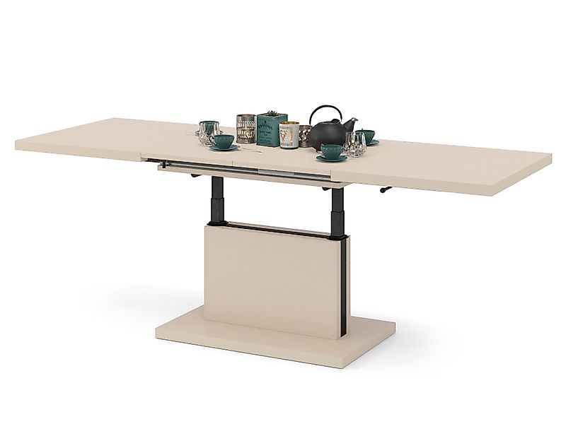 Mazzoni Couchtisch Aston Beige stufenlos höhenverstellbar günstig online kaufen