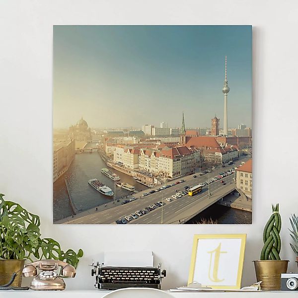 Leinwandbild - Quadrat Berlin am Morgen günstig online kaufen