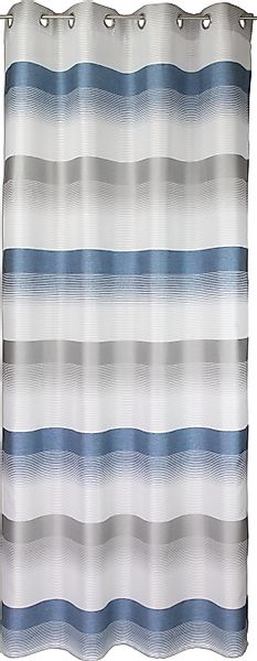 Clever-Kauf-24 Gardine Ösenschal Querstreifen blau grau, günstig online kaufen