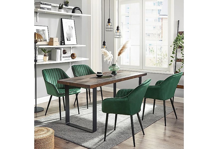 SONGMICS Esszimmerstuhl (2 St), Polsterstuhl mit Metallbeine, Samt, für Sch günstig online kaufen