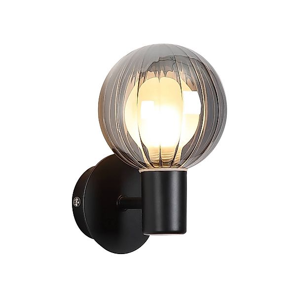 Bad-Wandlampe Lumisphere, schwarz/rauchgrau, Höhe 12 cm Glas günstig online kaufen
