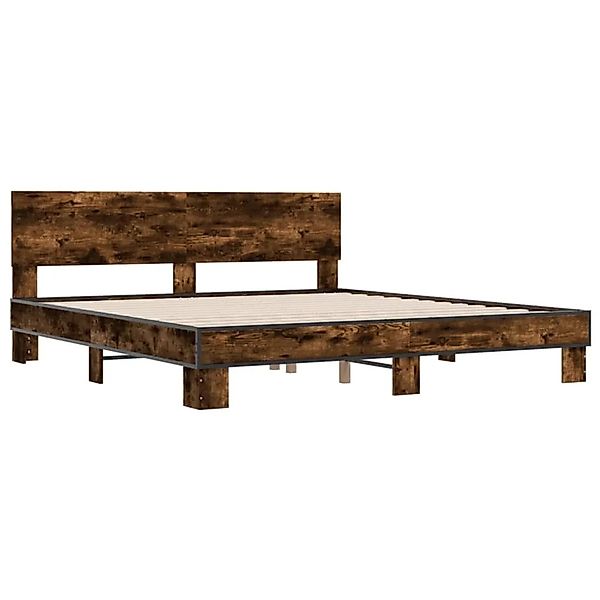 vidaXL Bettgestell Räuchereiche 200x200 cm Holzwerkstoff und Metall 3280174 günstig online kaufen