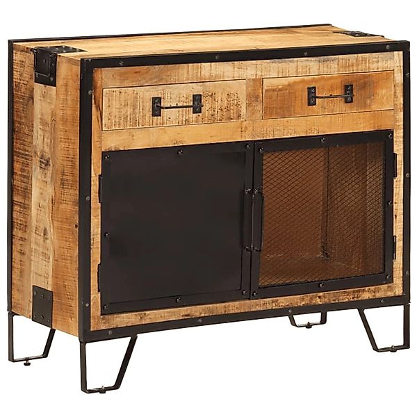 vidaXL Sideboard 80x31x66 cm Massives Raues Mangoholz und Metall 355843 günstig online kaufen