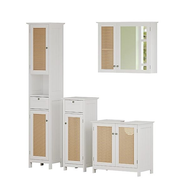 Vicco Badmöbel-Set Rosario Weiß 4 teilig mit Hochschrank günstig online kaufen