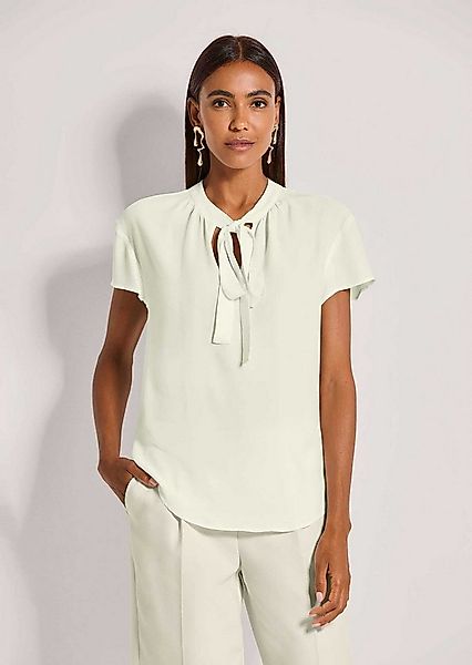 MADELEINE Kurzarmbluse Viskosebluse mit Bindeband Schlupfbluse mit Rundhals günstig online kaufen