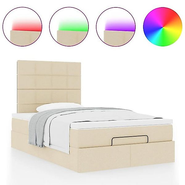 vidaXL Bett Ottoman-Bett mit Matratze & LEDs Creme 120x190 cm Stoff günstig online kaufen