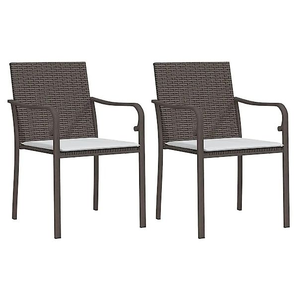 vidaXL Gartenstühle mit Kissen 2 Stk Braun 56x59x84 cm Poly Rattan 364093 günstig online kaufen
