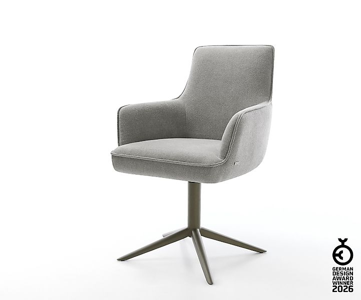 Drehstuhl Heira-Flex mit Armlehnen Strukturstoff Soft Grau Fußkreuz Effektf günstig online kaufen