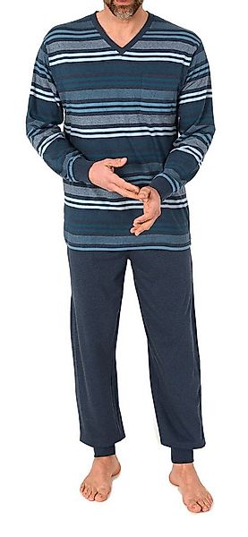 Normann Pyjama Herren Schlafanzug mit Bündchen in Streifenoptik - auch in Ü günstig online kaufen