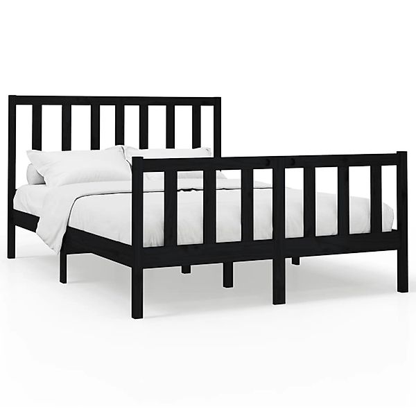 vidaXL Bett Massivholzbett Schwarz Kiefer 140x190 günstig online kaufen