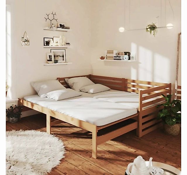 furnicato Bett Tagesbett Ausziehbar Honigbraun Kiefer Massivholz 2x(90x200) günstig online kaufen