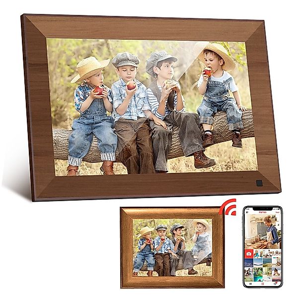 HT Digitaler Fotorahmen 10.1" und Holzfotorahmen günstig online kaufen