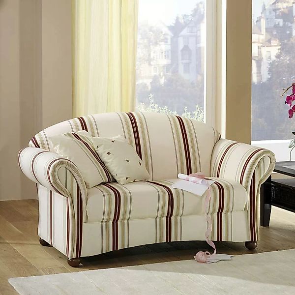 Wohnzimmer Sofa mit Streifen in Weiß - Beige - Rot 151 cm breit günstig online kaufen