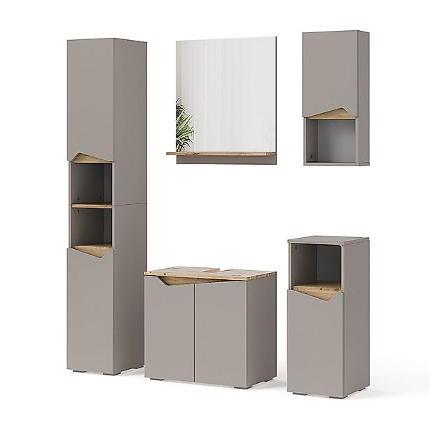 Vicco Badmöbel-Set Marelle, Greige/Artisan-Eiche, 5 Teile, (5-St., 5er Set) günstig online kaufen