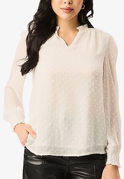 GINI LONDON Langarmbluse Gini Chiffon weiße Dobby Chiffon Bluse mit Rüschen günstig online kaufen