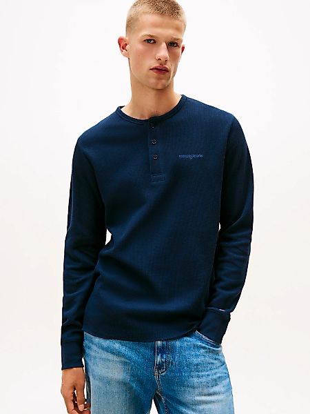 Tommy Jeans Henleyshirt "TJM WAFFLE SCRIPT HENLEY", Rundhals, slim fit, mit günstig online kaufen