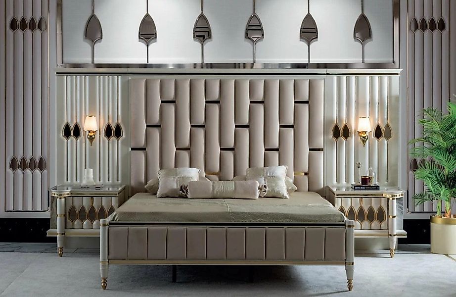 JVmoebel Bett Bett Beige Metall Möbel Elegantes Design Schlafzimmer Möbel L günstig online kaufen