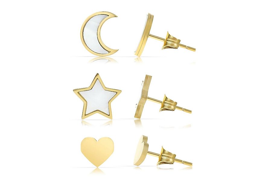 Made by Nami Ohrstecker-Set verschiedene Formen mit Mond-Stern-Herz Perlmut günstig online kaufen