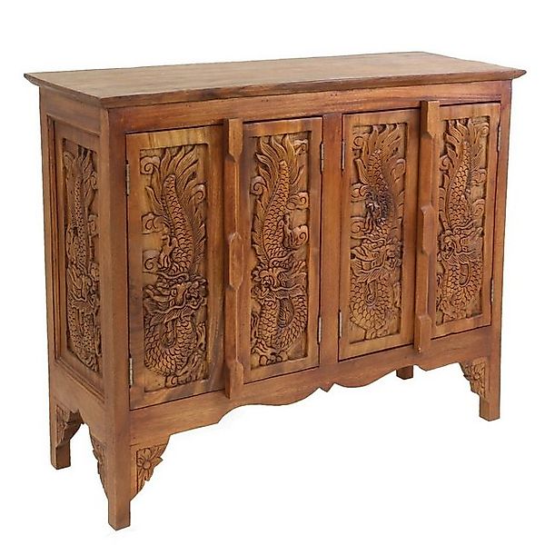 Oriental Galerie Mehrzweckschrank Schrank aus Holz Drache Braun 96cm Asiati günstig online kaufen