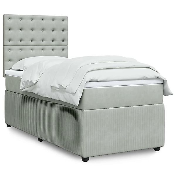 vidaXL Boxspringbett mit Matratze Hellgrau 90x190 cm Samt 3294526 günstig online kaufen