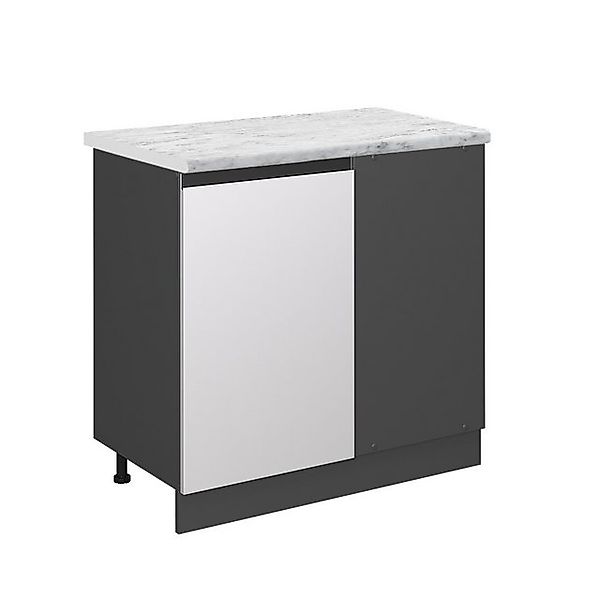 Vicco Eckunterschrank R-Line Küchen Eckschrank Weiß/Anthrazit AP Marmor günstig online kaufen