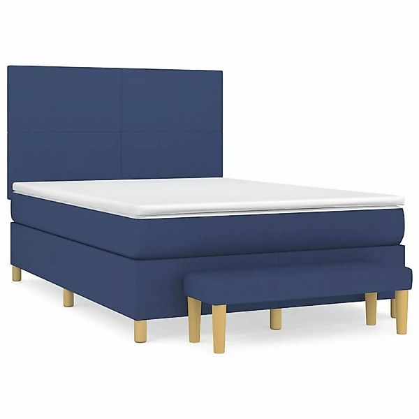 vidaXL Boxspringbett mit Matratze Blau 140x190 cm Stoff1358299 günstig online kaufen