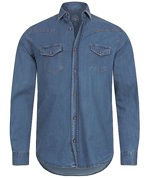 Gelverie Jeanshemd Herren Jeanshemd Hellblau GH-104 günstig online kaufen