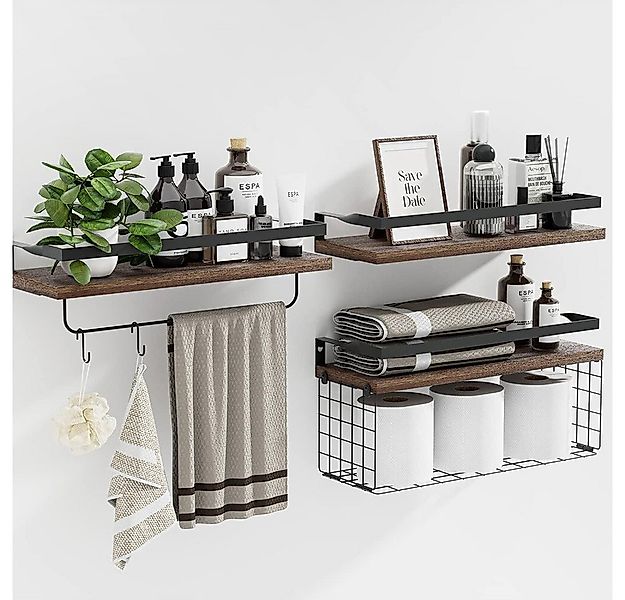 GLIESE Küchenregal Holz-Schwimmregale mit Handtuchhalter aus Edelstahl und günstig online kaufen