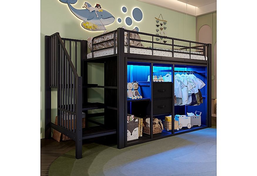 TavilaEcon Hochbett mit zwei integrierten Schubladen und intelligenter LED- günstig online kaufen