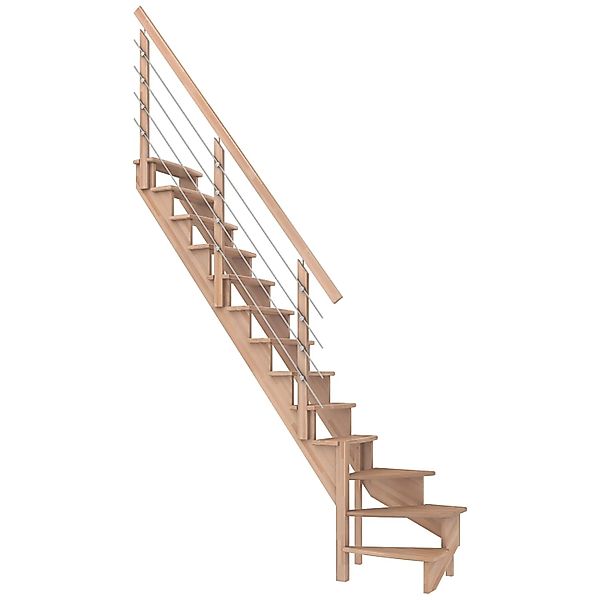 Dolle Raumspartreppe Lyon Buche Edelstahlrohrgeländer 75 cm 1/4-gewendelt U günstig online kaufen