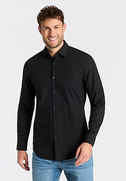 HUGO Langarmhemd "Kenno" Slim-Fit Hemd aus bügelleichter Baumwoll-Popeline günstig online kaufen