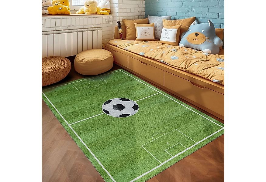 SIMPEX24 Teppich Fußballstadion, Rechteckig, Höhe: 7 mm, Kinderteppich Fußb günstig online kaufen