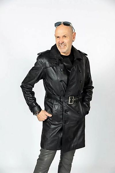 Be Noble Ledermantel Klaus schwarz Eleganter Trenchcoat aus weichem Lammnap günstig online kaufen