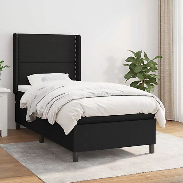 Vidaxl Boxspringbett Mit Matratze Schwarz 90x200 Cm Stoff günstig online kaufen