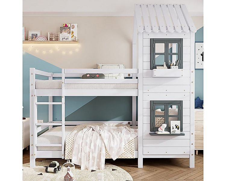 XDOVET Kinderbett Kinderbett mit Handlauf Fenster Fallschutz und Gitter, Et günstig online kaufen